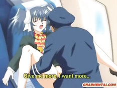 Пилот самолёта оттрахал в письку возбуждённую хентай девчонку