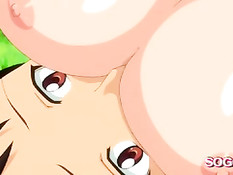 Парень лижет грудь и трахает на пляже аниме девку с хвостиками