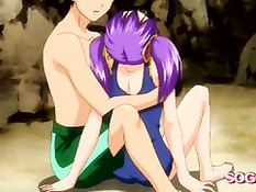 Парень лижет грудь и трахает на пляже аниме девку с хвостиками