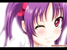 Облизал сиськи и отодрал грудастую хентай девушку в бритую писю