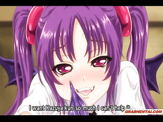 Облизал сиськи и отодрал грудастую хентай девушку в бритую писю