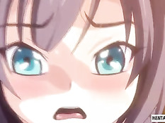 Связанную хентай девушку с красными волосами заставляют сосать