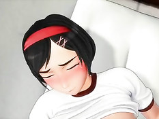 Сиськастую 3D девчонку на матрасе оттрахали в выбритую письку