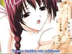 Нежная хентай подружка отсасывает парню и ласкает свою киску