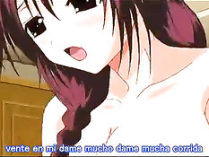 Нежная хентай подружка отсасывает парню и ласкает свою киску