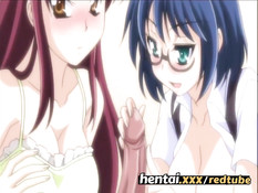 Две милые хентай девчонки никак не могут поделить одного парня