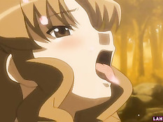 Парень в лесу делает куннилингус и ласкает грудь хентай девушке