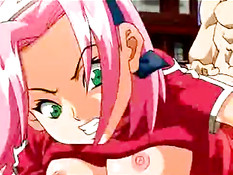 Паренёк Naruto трахает в разных позах грудастых хентай девчонок