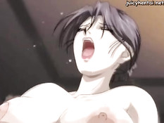 Паренёк оттрахал вибратором и членом грудастую хентай женщину