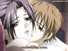 Паренёк оттрахал вибратором и членом грудастую хентай женщину