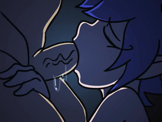 Аниме девчонка ночью отсасывает и трахается со злобным монстром