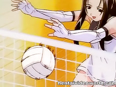 Хентай девушка волейболистка прижимается и целуется с тренером