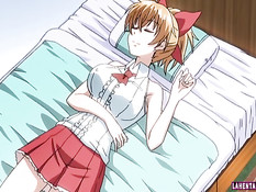 Парень облизал соски и киску хентай девушке и отодрал на кровати