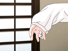 Сиськастая хентай женщина в чулках подрочила парню член ногой