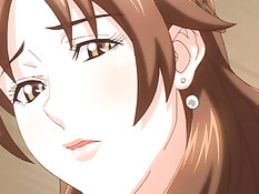 Сиськастая хентай женщина в чулках подрочила парню член ногой