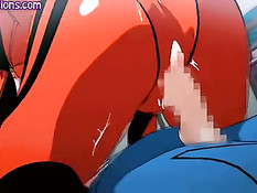 Аниме девушка в оранжевом комбинезоне оттрахана в сочную киску