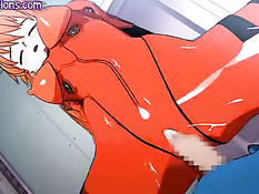 Аниме девушка в оранжевом комбинезоне оттрахана в сочную киску