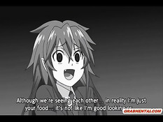 Сисястая хентай кошечка с красными волосами затрахала паренька