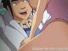 Грудастая аниме девушка отсасывает и прыгает на большом члене