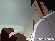 Грудастая аниме девушка отсасывает и прыгает на большом члене