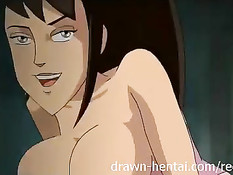 Грудастая аниме девушка отсасывает и прыгает на большом члене