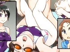 Сексуальные хентай пловчихи затрахали паренька в раздевалке