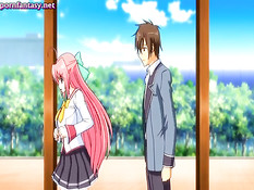 Парнишка оттрахал в туалете хентай подругу с красными волосами