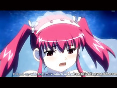 Аниме девка с красными волосами ебётся с парнем не снимая платья