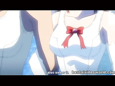 Аниме девка с красными волосами ебётся с парнем не снимая платья