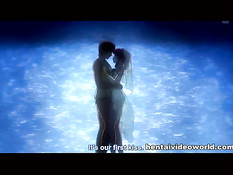 Аниме девка с красными волосами ебётся с парнем не снимая платья