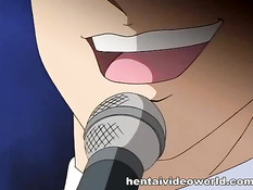 Двое похотливых мужиков жёстко оттрахали милую хентай девушку