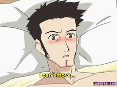 Рыжая хентай женщина в очках зашла в комнату к парню и отсосала