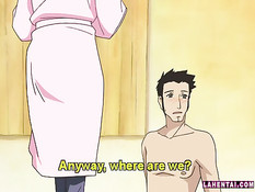 Рыжая хентай женщина в очках зашла в комнату к парню и отсосала