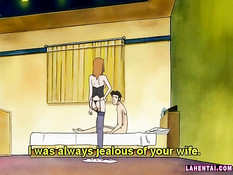 Рыжая хентай женщина в очках зашла в комнату к парню и отсосала