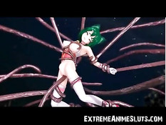 Длинные щупальцы обвили аниме девушку и оттрахали во все дыры