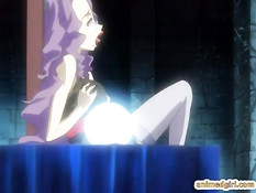 Хентай девчонка с маленькой грудью берёт в ротик здоровый член