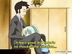 Хентай девчонка с маленькой грудью берёт в ротик здоровый член