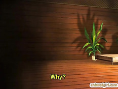 Хентай девчонка с маленькой грудью берёт в ротик здоровый член