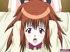 Парень лапает грудастую хентай подружку и трахает в позе раком