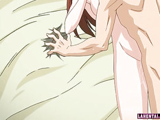 Парень лапает грудастую хентай подружку и трахает в позе раком