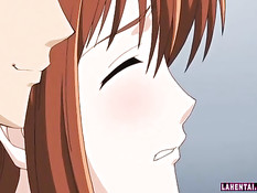 Парень лапает грудастую хентай подружку и трахает в позе раком