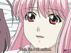 Вылизал киску хентай девке с розовыми волосами и оттрахал сверху