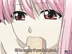 Вылизал киску хентай девке с розовыми волосами и оттрахал сверху