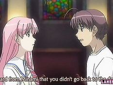 Вылизал киску хентай девке с розовыми волосами и оттрахал сверху