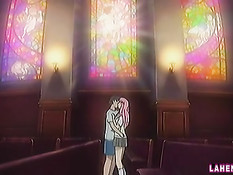 Вылизал киску хентай девке с розовыми волосами и оттрахал сверху