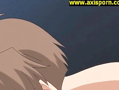 Рыжая хентай девка зашла к спящему парню и дала потрогать грудь