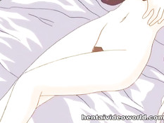 Мужчина делает куннилингус и трахает на кровати хентай девушку