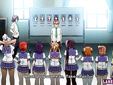 Грудастая хентай девчонка с красными волосами показывает сиськи