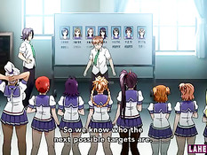 Грудастая хентай девчонка с красными волосами показывает сиськи