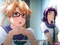 Грудастая хентай девчонка с красными волосами показывает сиськи